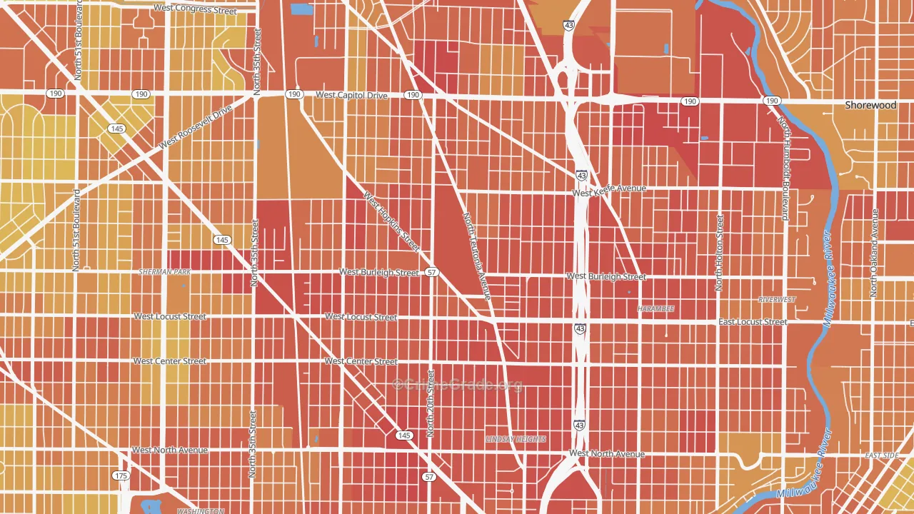 53206, WI Map of Drug-Related Crime Rates