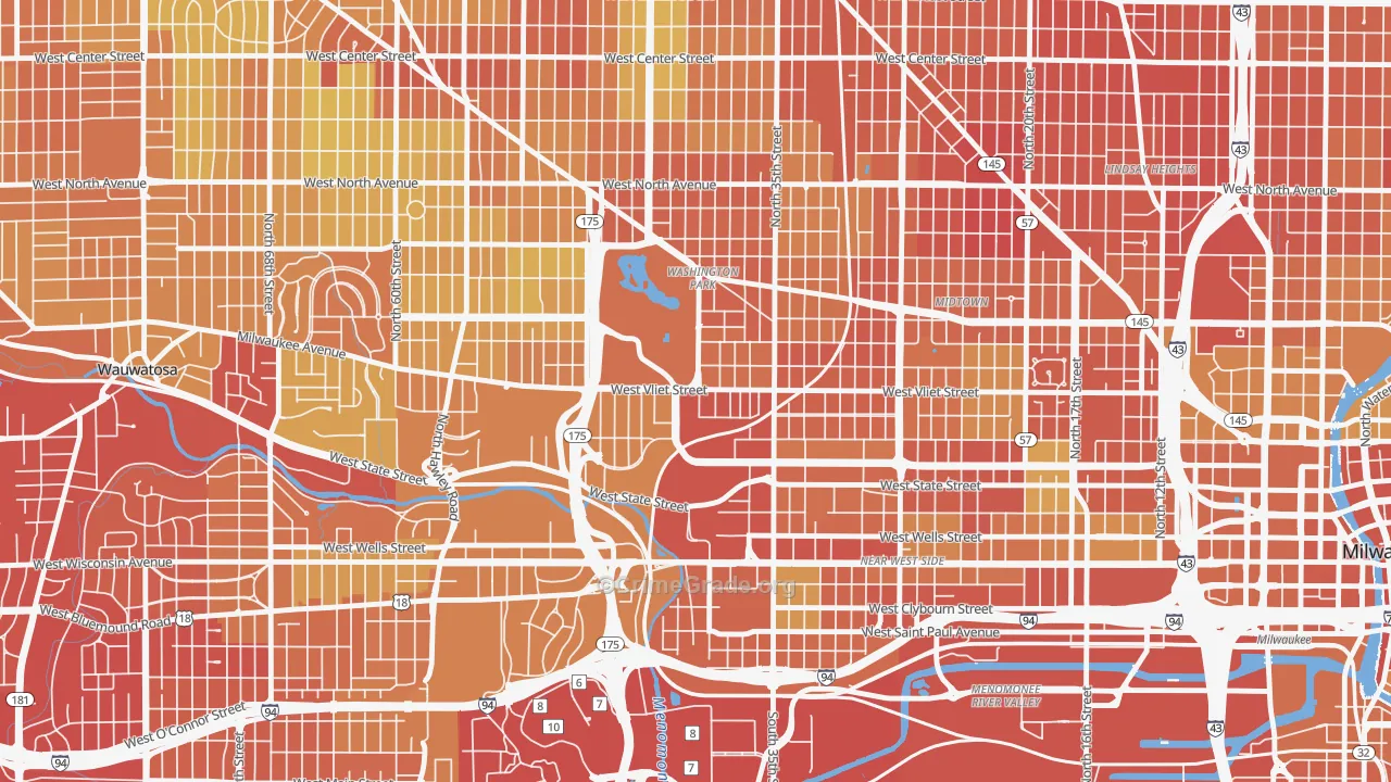 53208, WI Map of Drug-Related Crime Rates