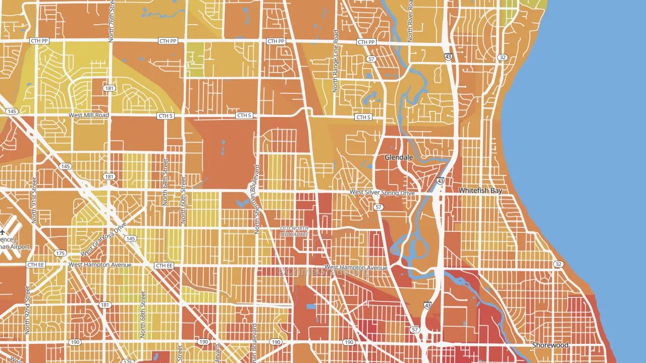 53209, WI Map of Drug-Related Crime Rates