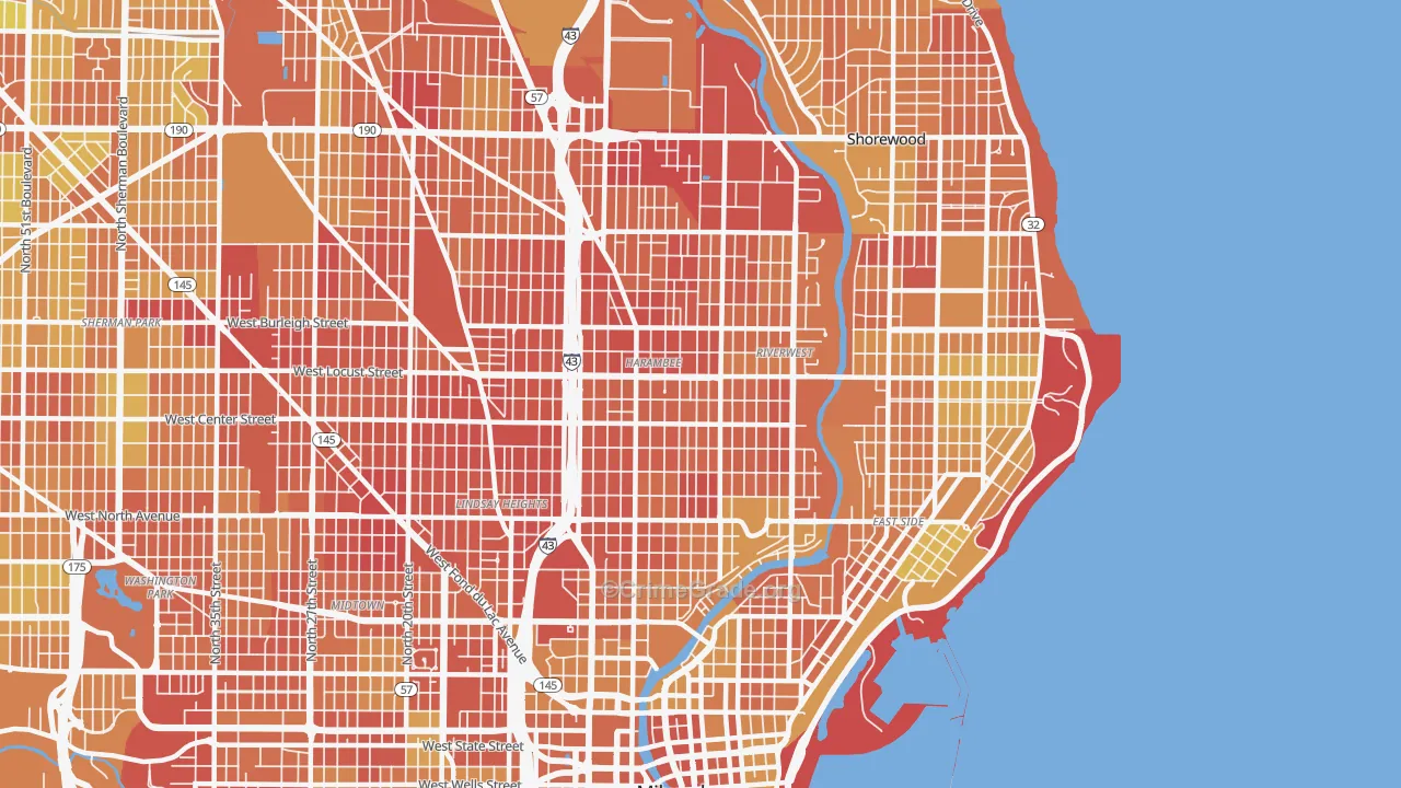 53212, WI Map of Drug-Related Crime Rates