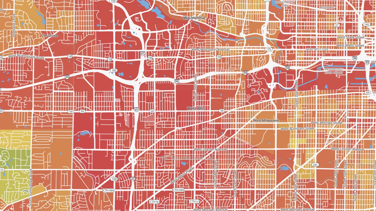 53214, WI Map of Drug-Related Crime Rates
