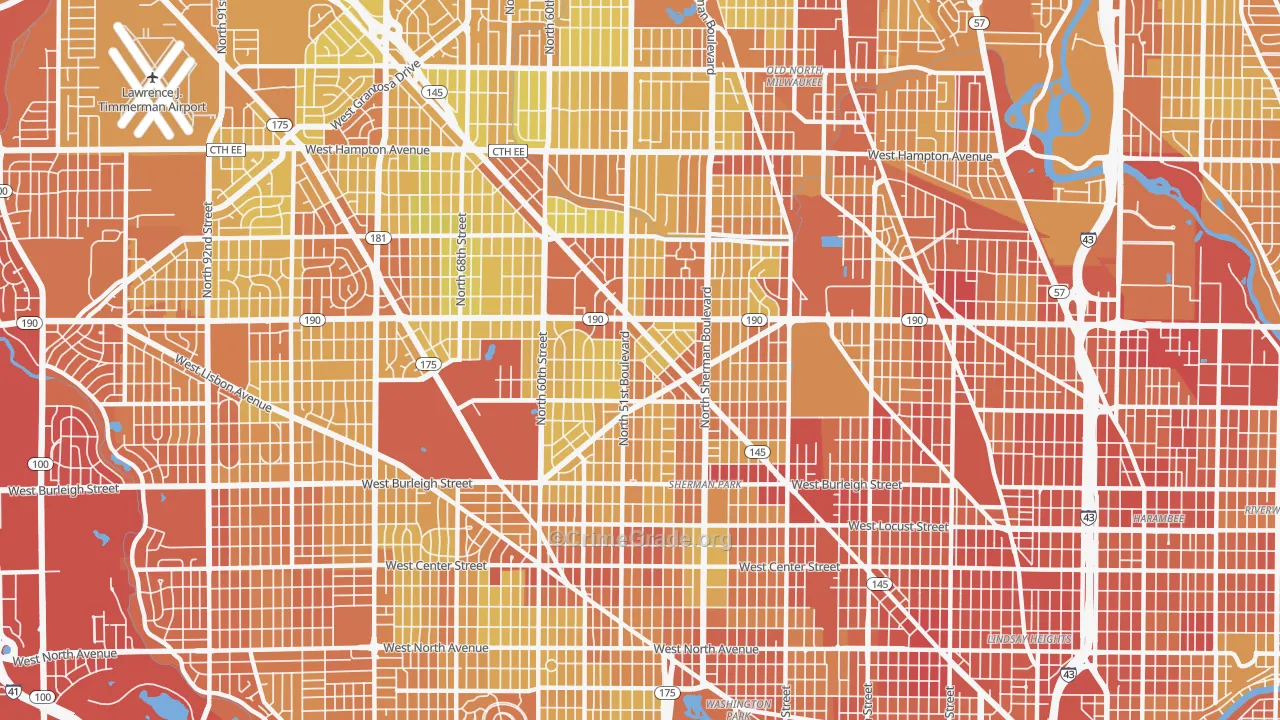 53216, WI Map of Drug-Related Crime Rates