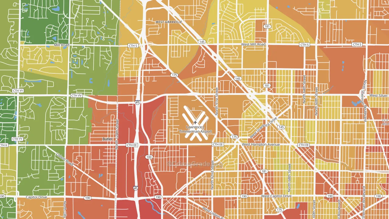 53225, WI Map of Drug-Related Crime Rates