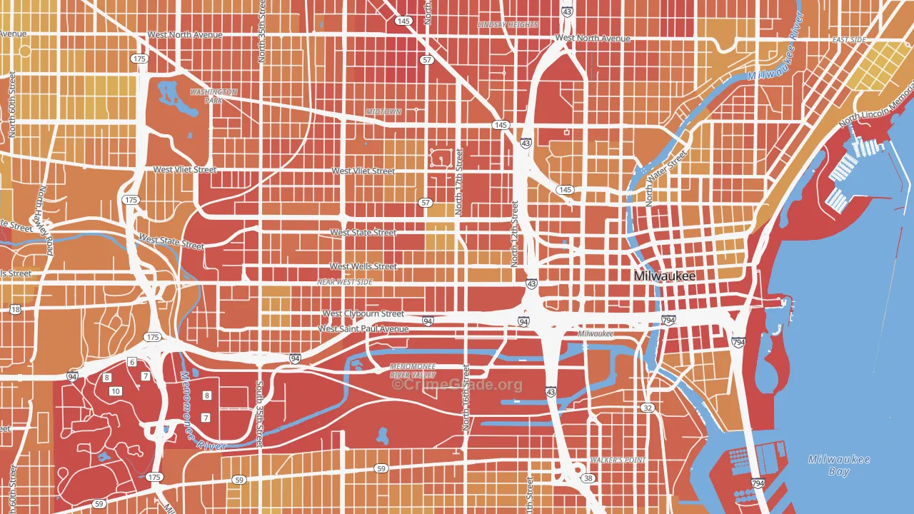 53233, WI Map of Drug-Related Crime Rates