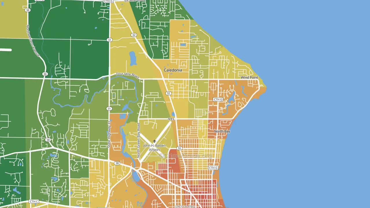 53402, WI Map of Drug-Related Crime Rates