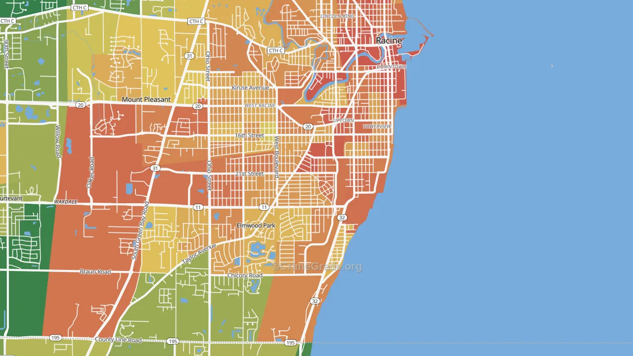 53403, WI Map of Drug-Related Crime Rates