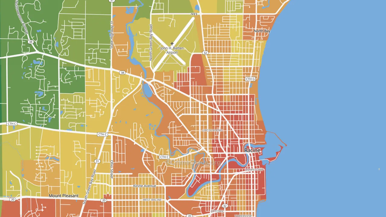 53404, WI Map of Drug-Related Crime Rates