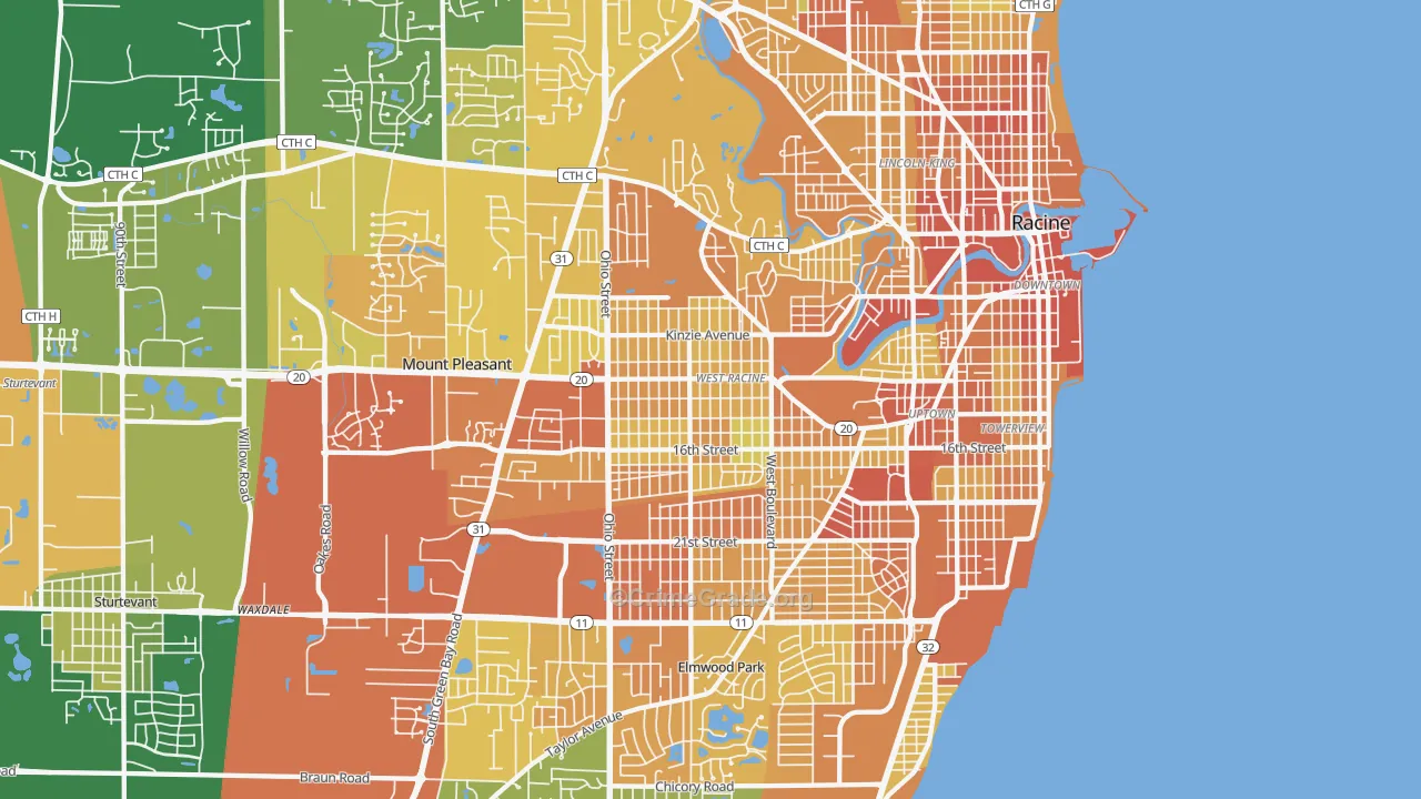 53405, WI Map of Drug-Related Crime Rates