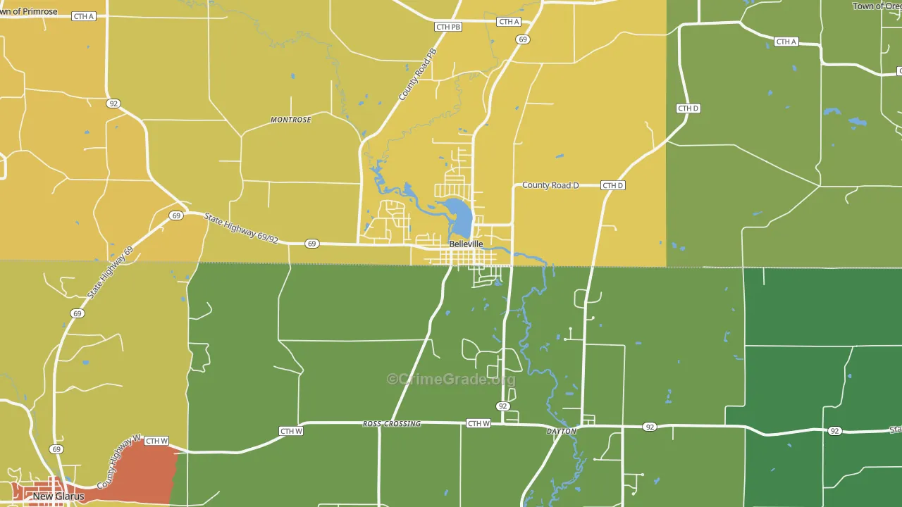 53508, WI Map of Drug-Related Crime Rates