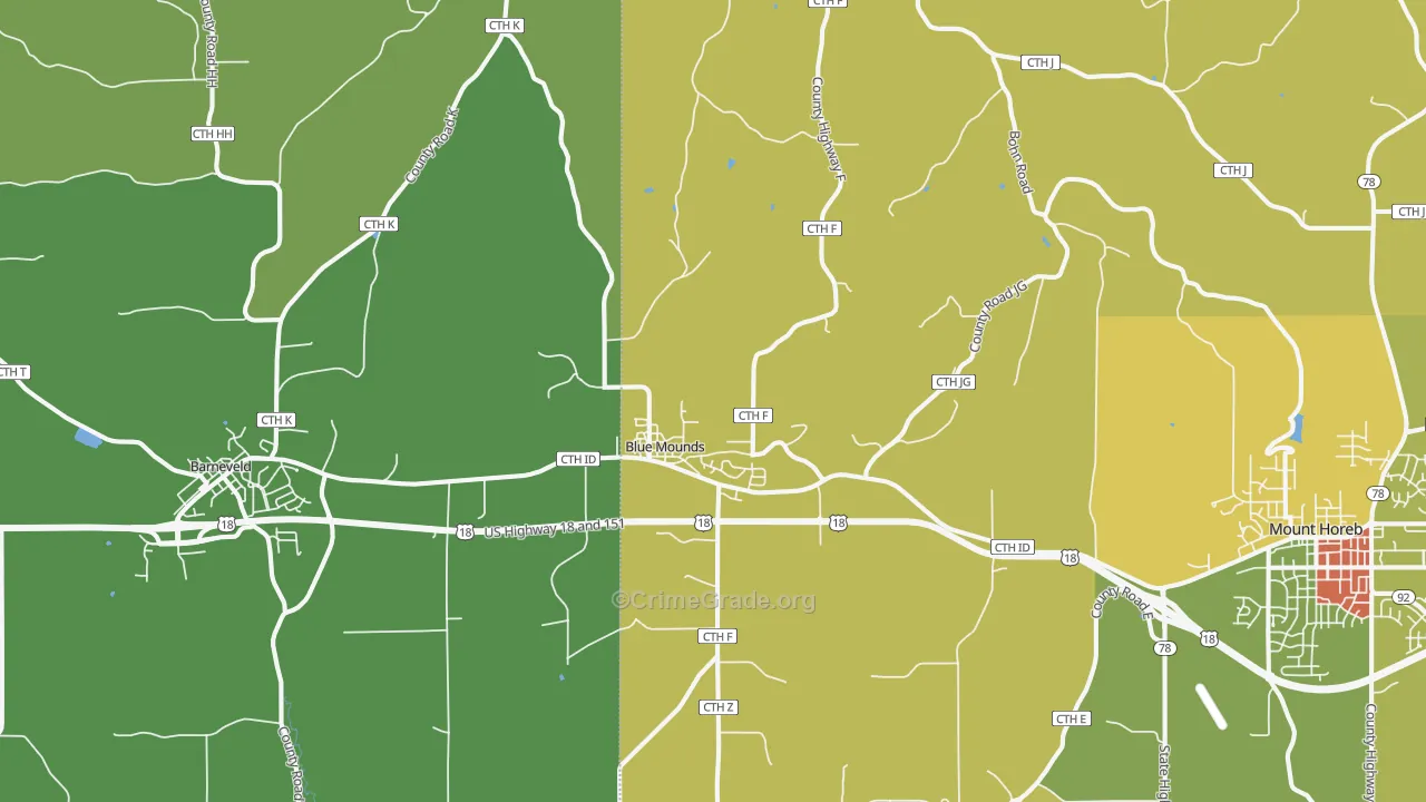 53517, WI Map of Drug-Related Crime Rates