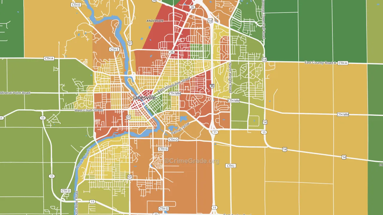 53546, WI Map of Drug-Related Crime Rates