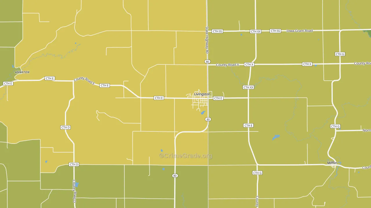 53554, WI Map of Drug-Related Crime Rates