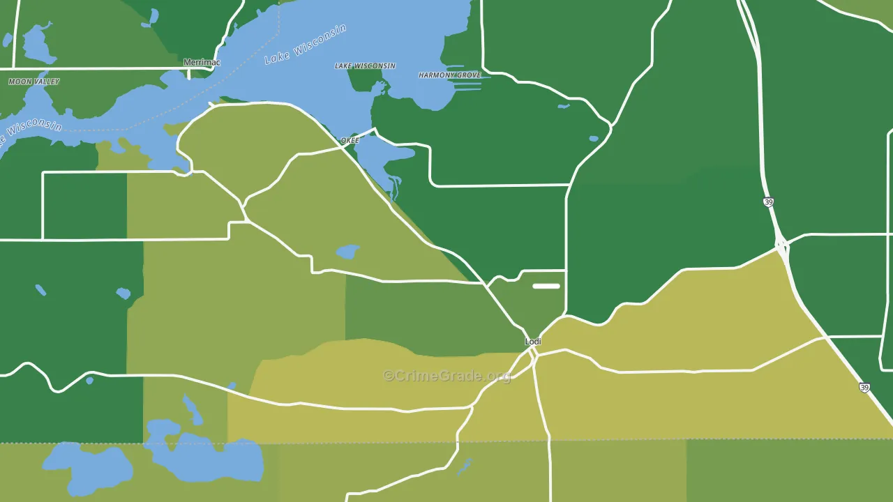 53555, WI Map of Drug-Related Crime Rates