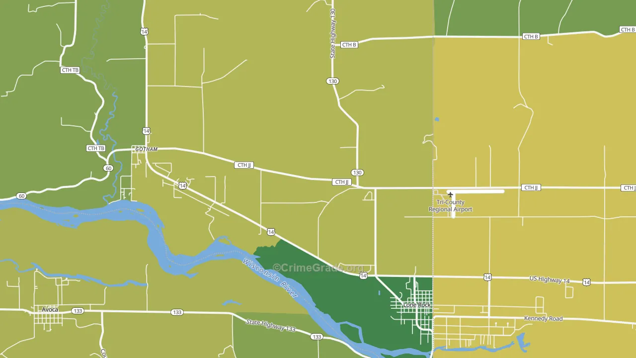53556, WI Map of Drug-Related Crime Rates
