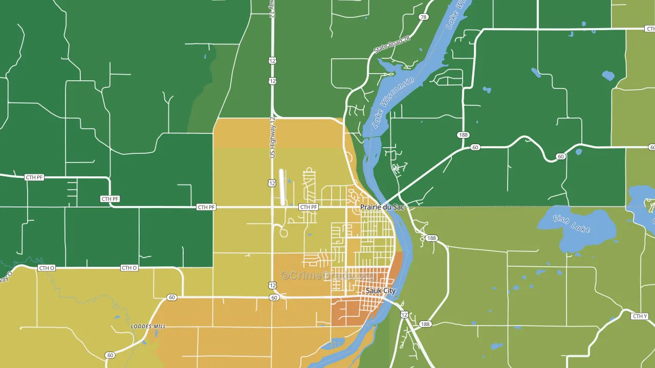 53578, WI Map of Drug-Related Crime Rates