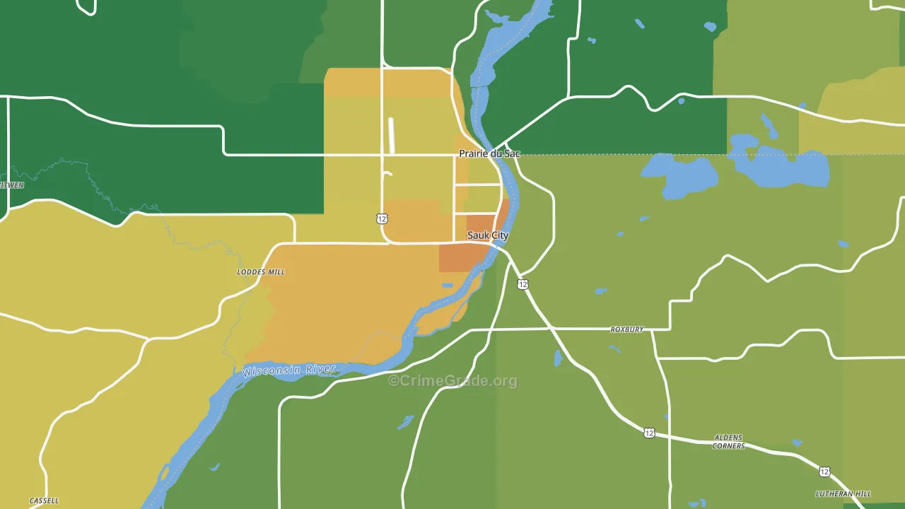 53583, WI Map of Drug-Related Crime Rates