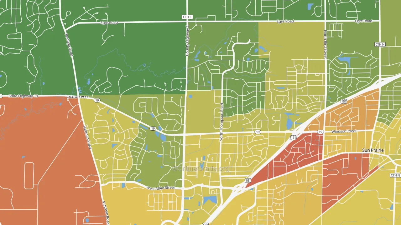53596, WI Map of Drug-Related Crime Rates