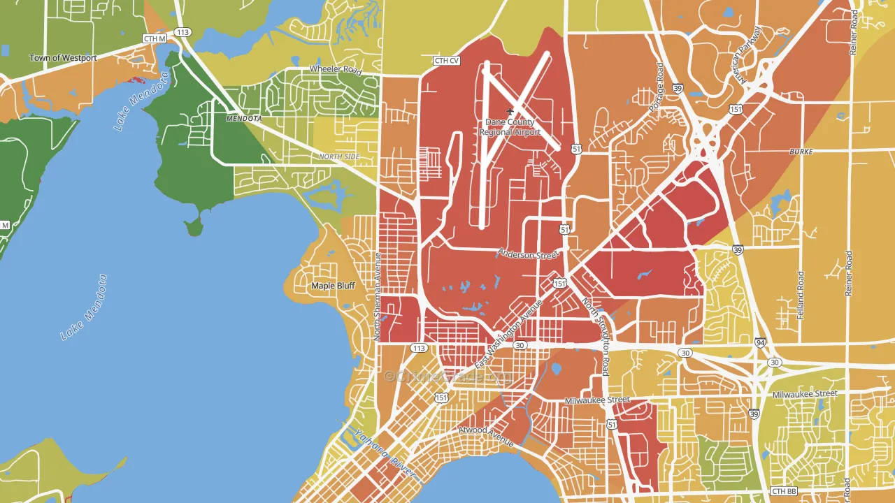 53704, WI Map of Drug-Related Crime Rates