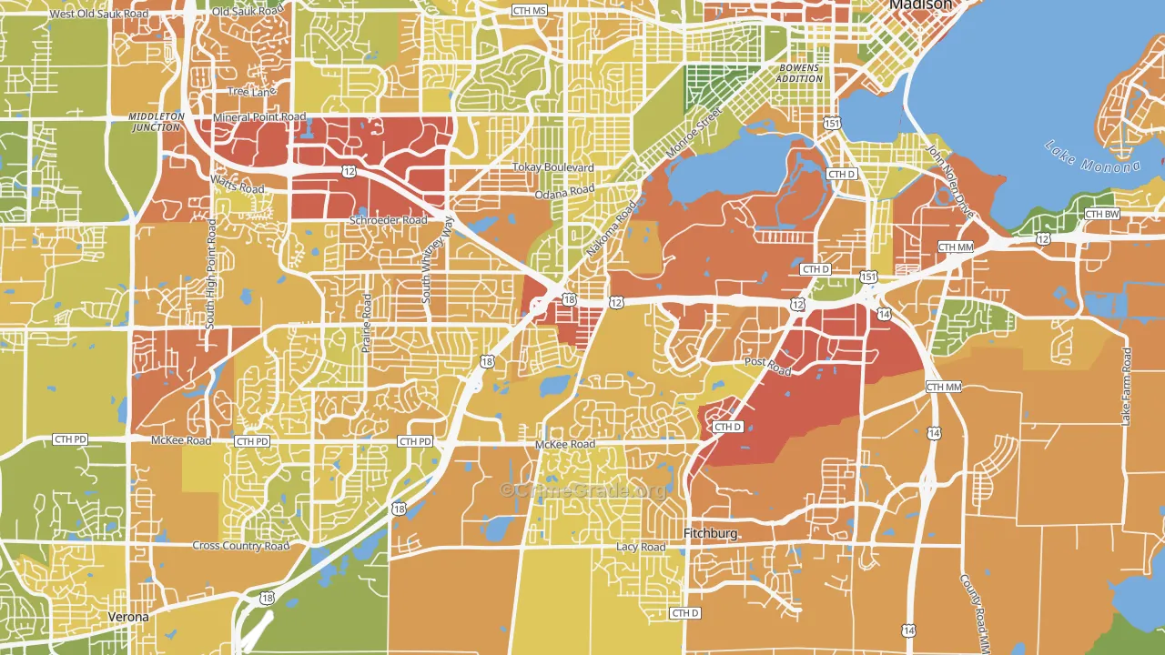53711, WI Map of Drug-Related Crime Rates