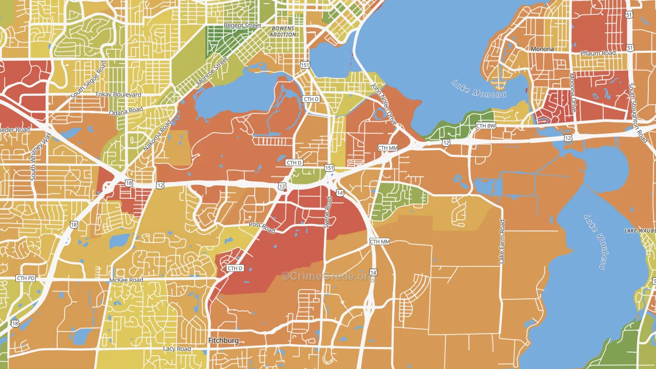 53713, WI Map of Drug-Related Crime Rates