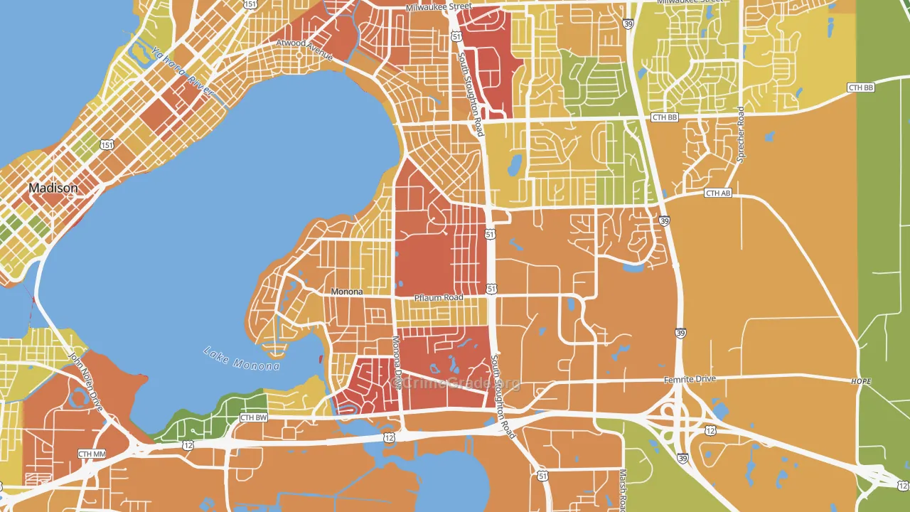 53716, WI Map of Drug-Related Crime Rates