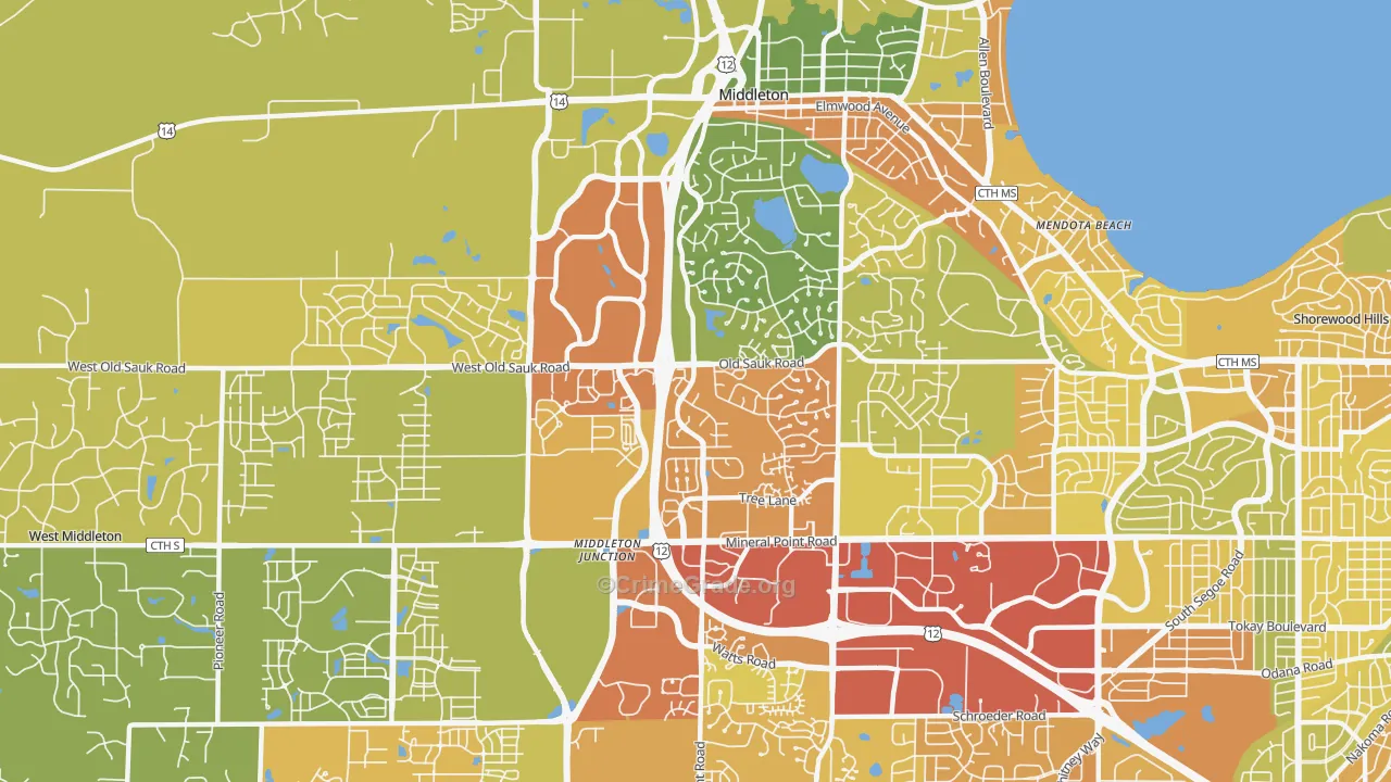 53717, WI Map of Drug-Related Crime Rates