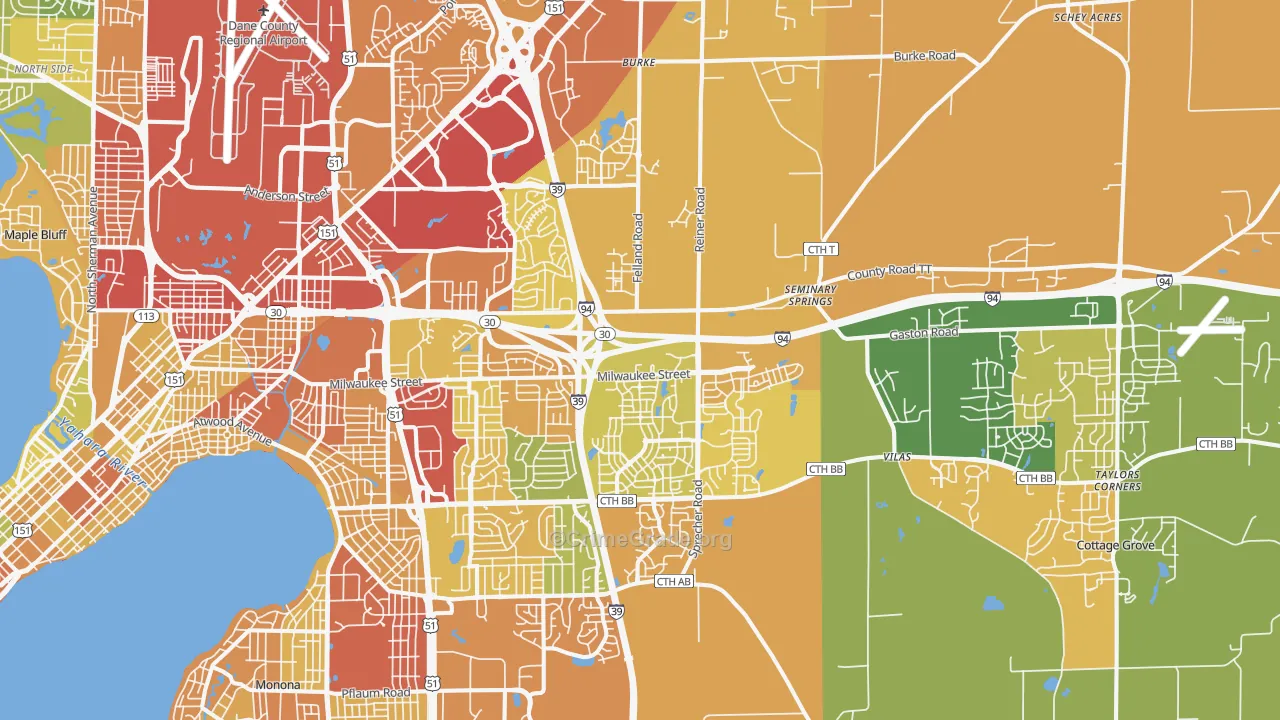 53718, WI Map of Drug-Related Crime Rates