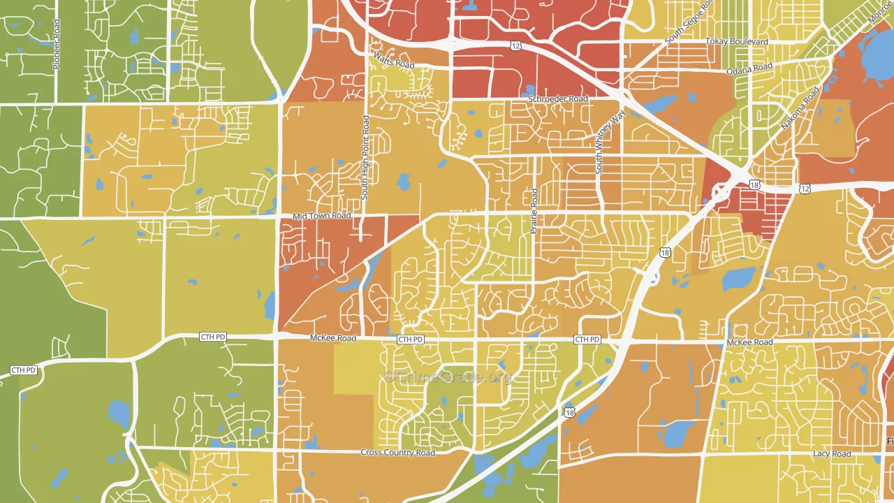 53719, WI Map of Drug-Related Crime Rates