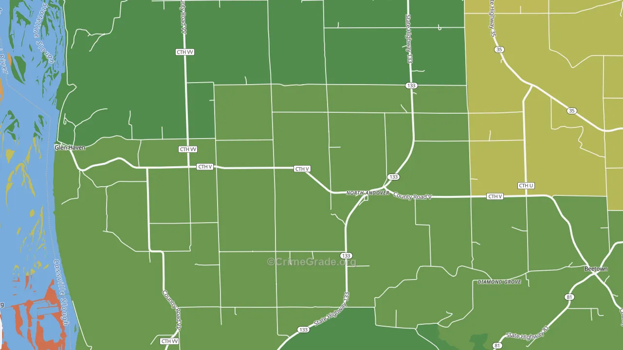 53810, WI Map of Drug-Related Crime Rates