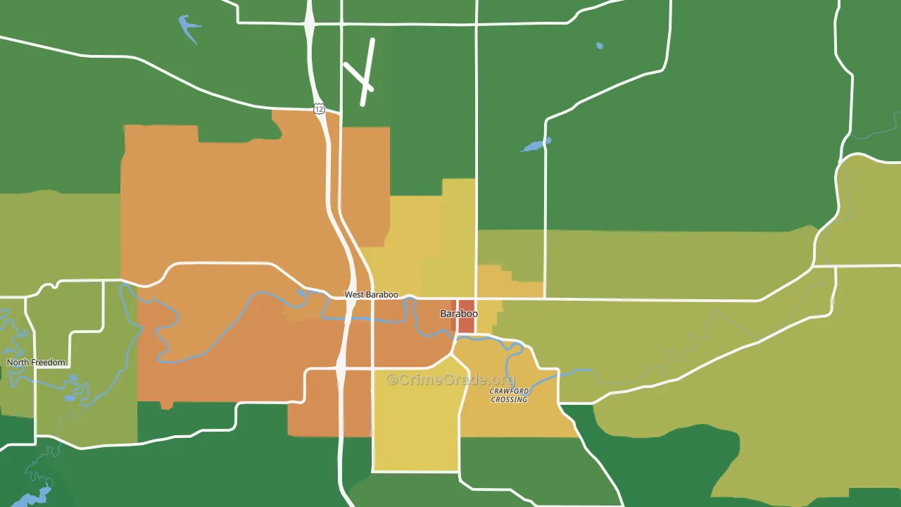 53913, WI Map of Drug-Related Crime Rates