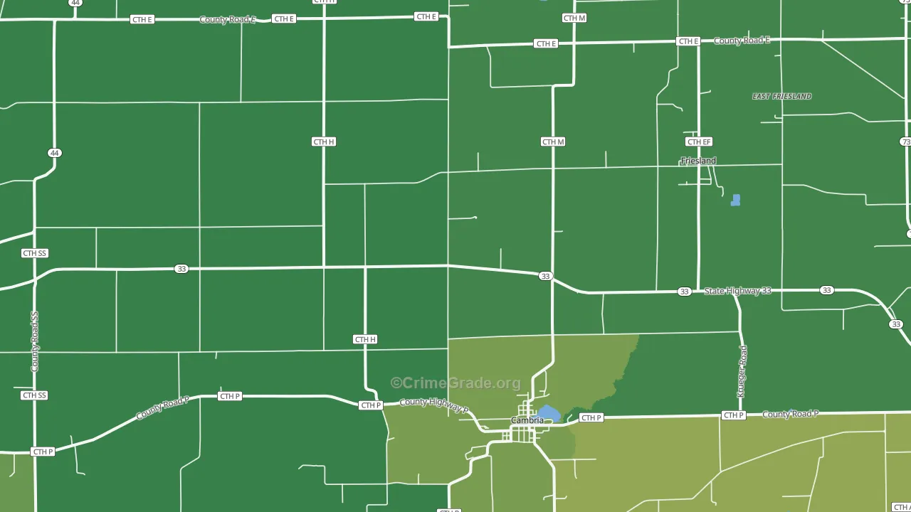 53923, WI Map of Drug-Related Crime Rates