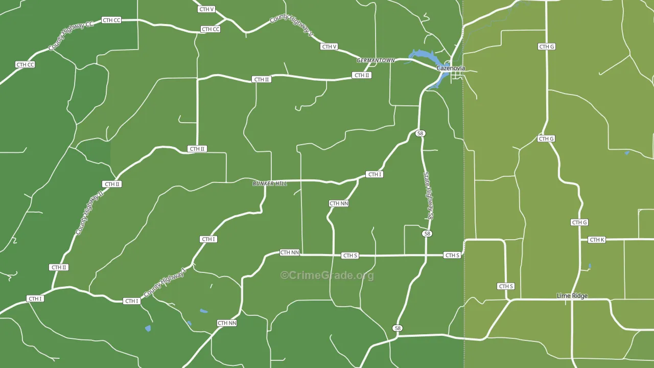 53924, WI Map of Drug-Related Crime Rates