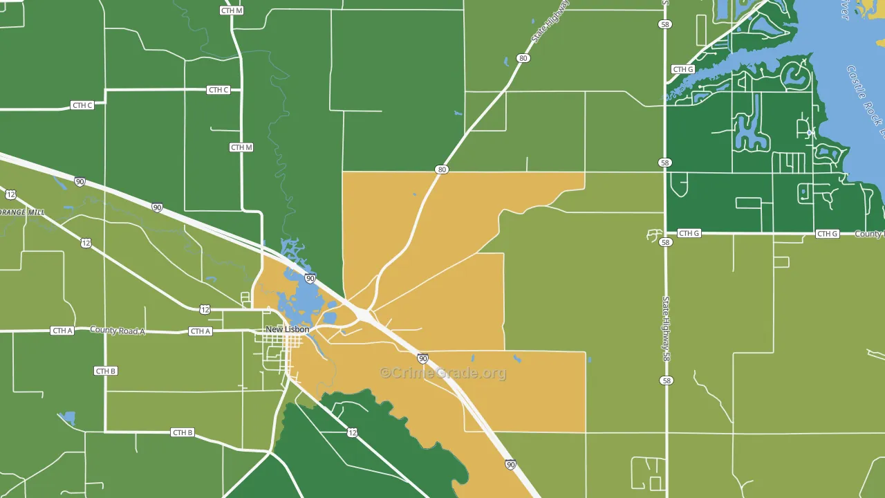 53950, WI Map of Drug-Related Crime Rates