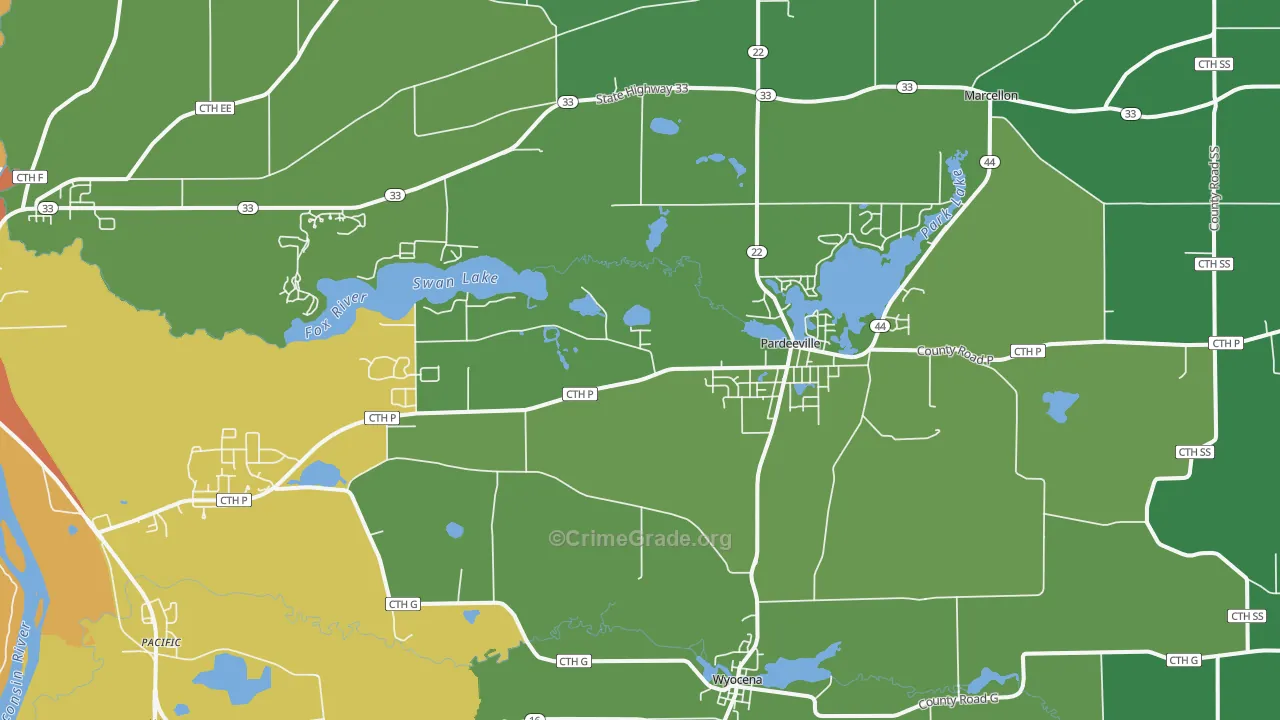 53954, WI Map of Drug-Related Crime Rates
