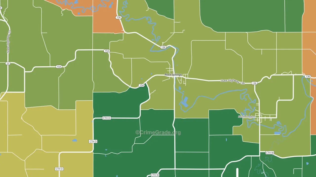 53961, WI Map of Drug-Related Crime Rates