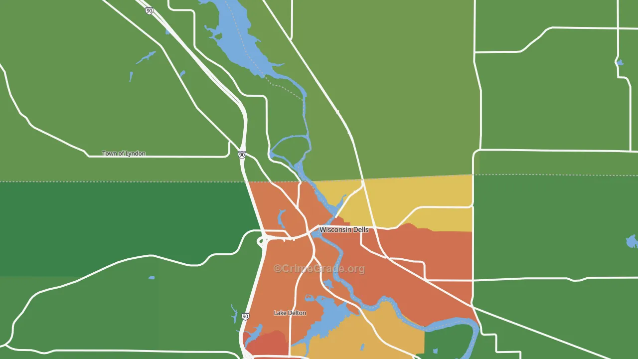 53965, WI Map of Drug-Related Crime Rates