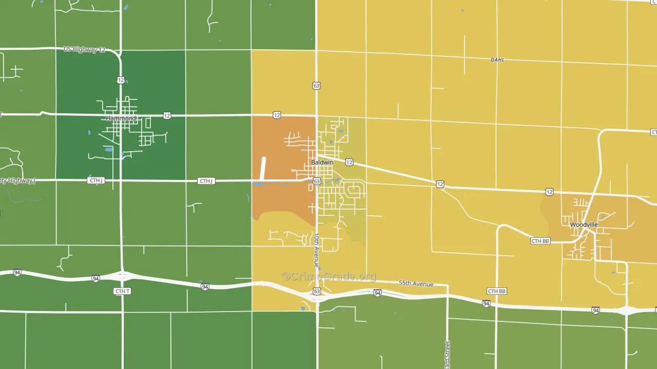 54002, WI Map of Drug-Related Crime Rates