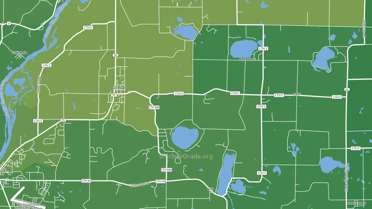 54009, WI Map of Drug-Related Crime Rates