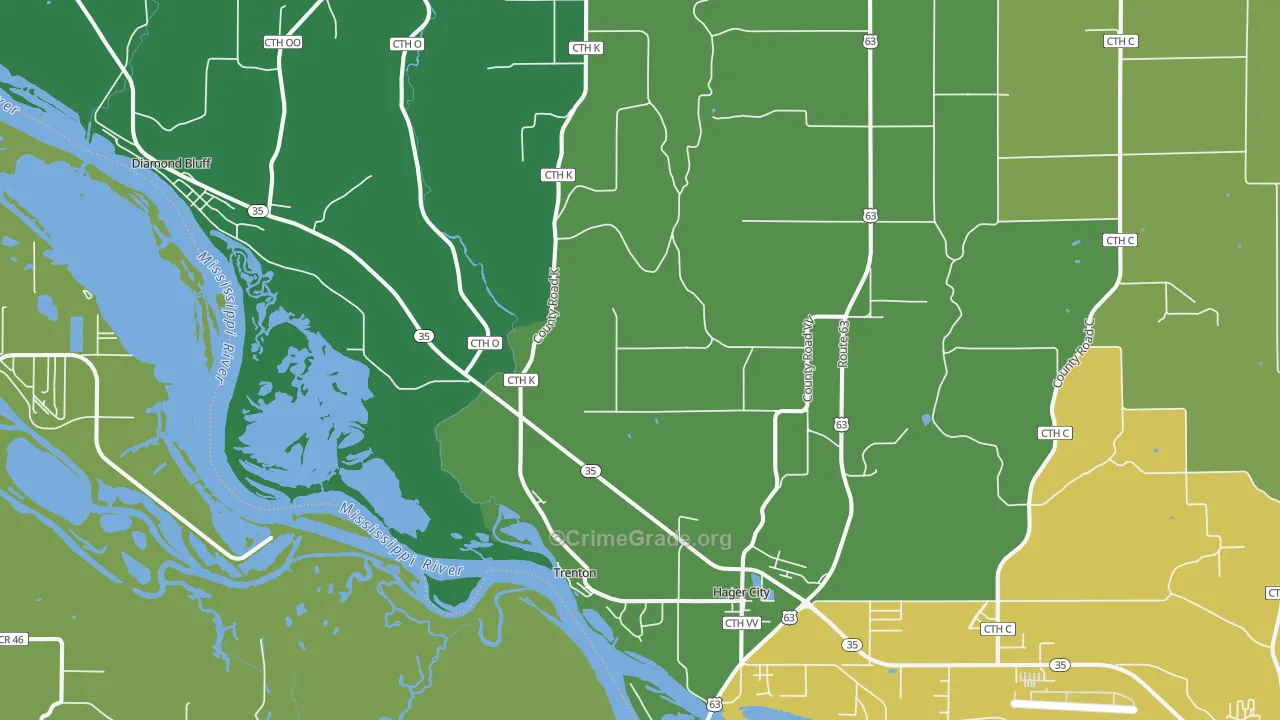 54014, WI Map of Drug-Related Crime Rates
