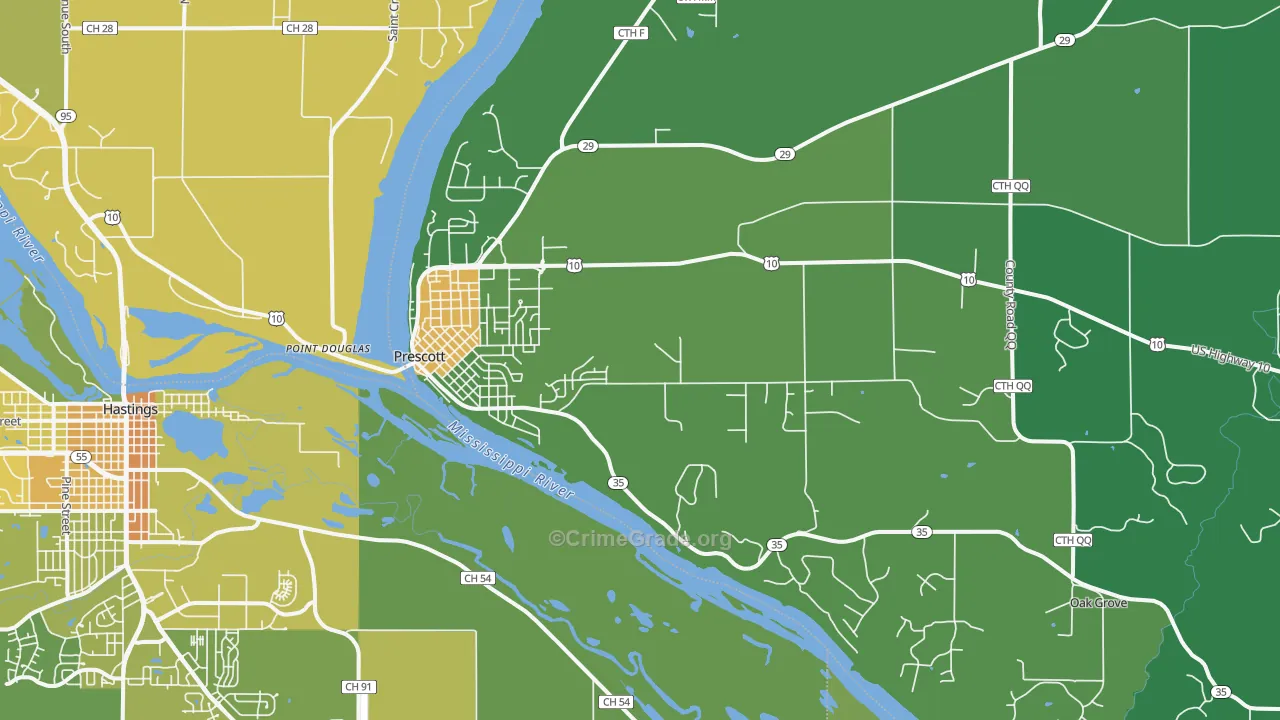 54021, WI Map of Drug-Related Crime Rates