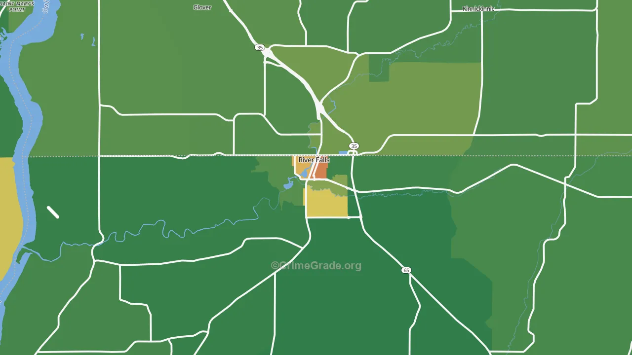 54022, WI Map of Drug-Related Crime Rates