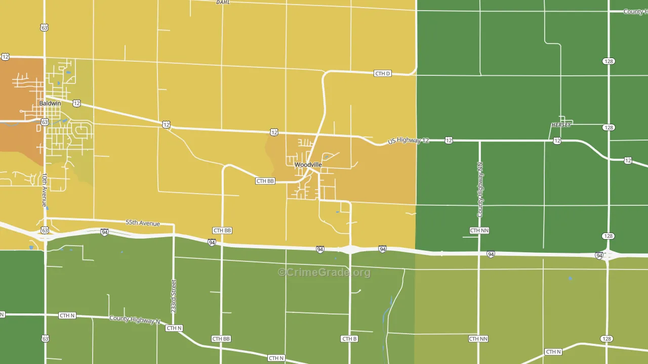 54028, WI Map of Drug-Related Crime Rates