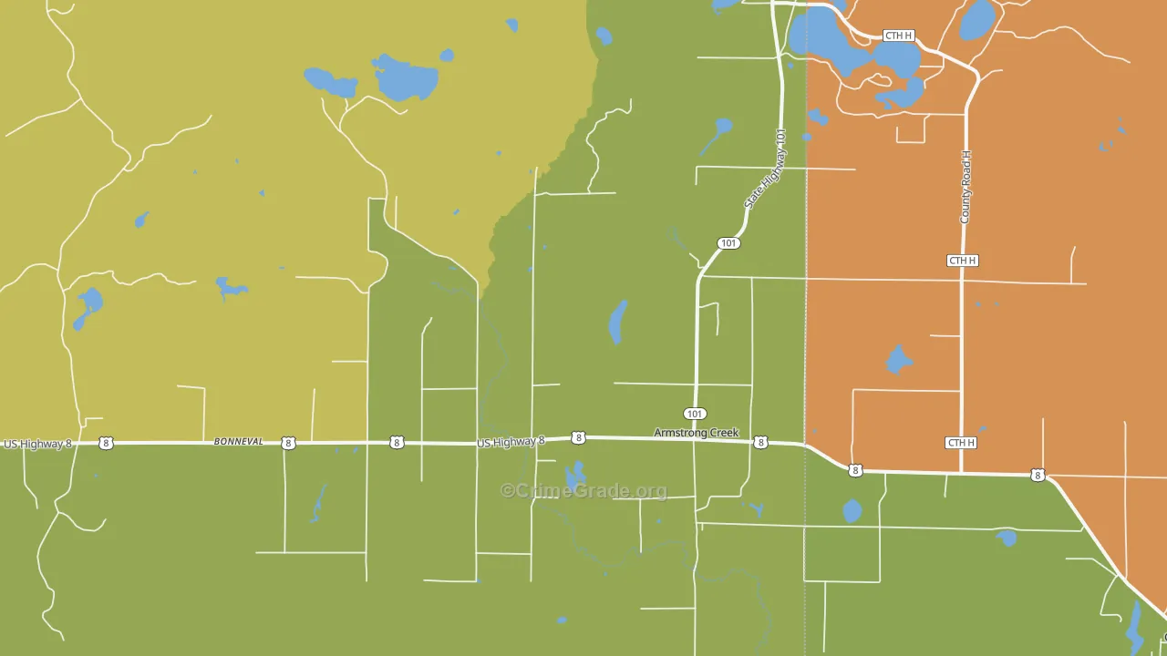 54103, WI Map of Drug-Related Crime Rates