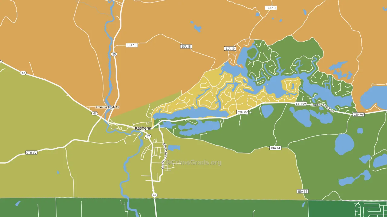 54135, WI Map of Drug-Related Crime Rates