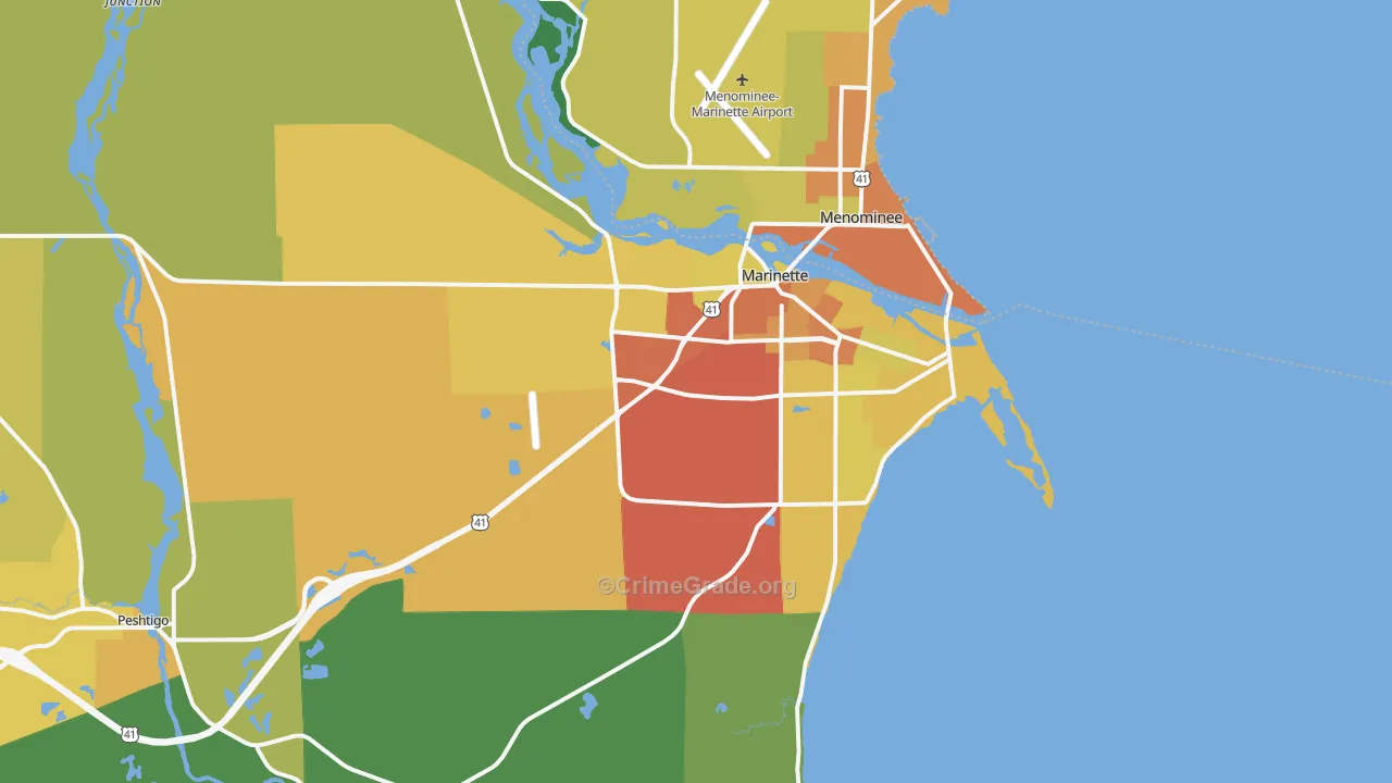 54143, WI Map of Drug-Related Crime Rates