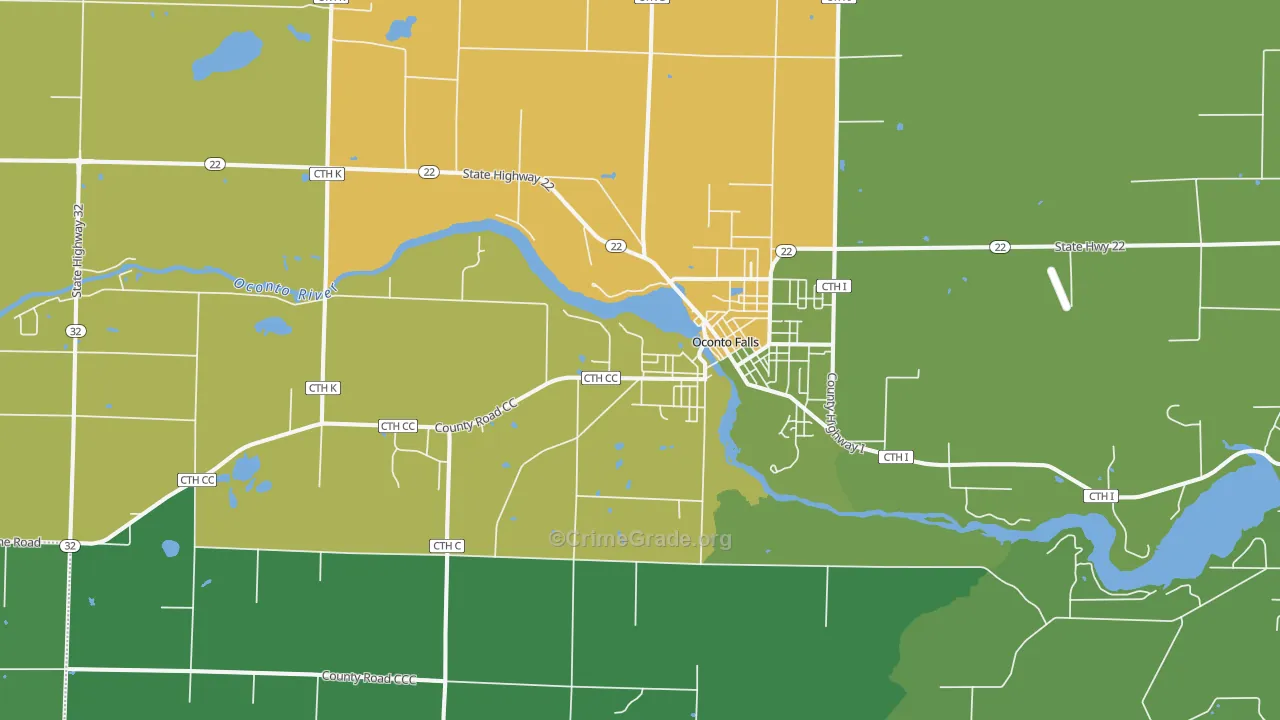 54154, WI Map of Drug-Related Crime Rates