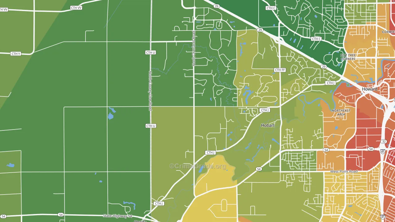 54155, WI Map of Drug-Related Crime Rates