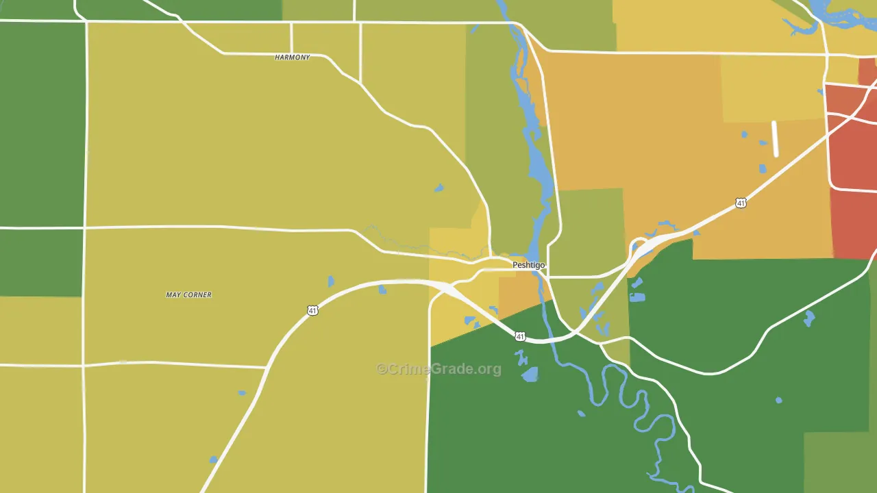 54157, WI Map of Drug-Related Crime Rates