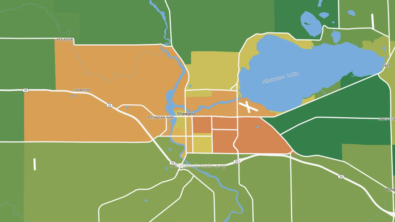 54166, WI Map of Drug-Related Crime Rates