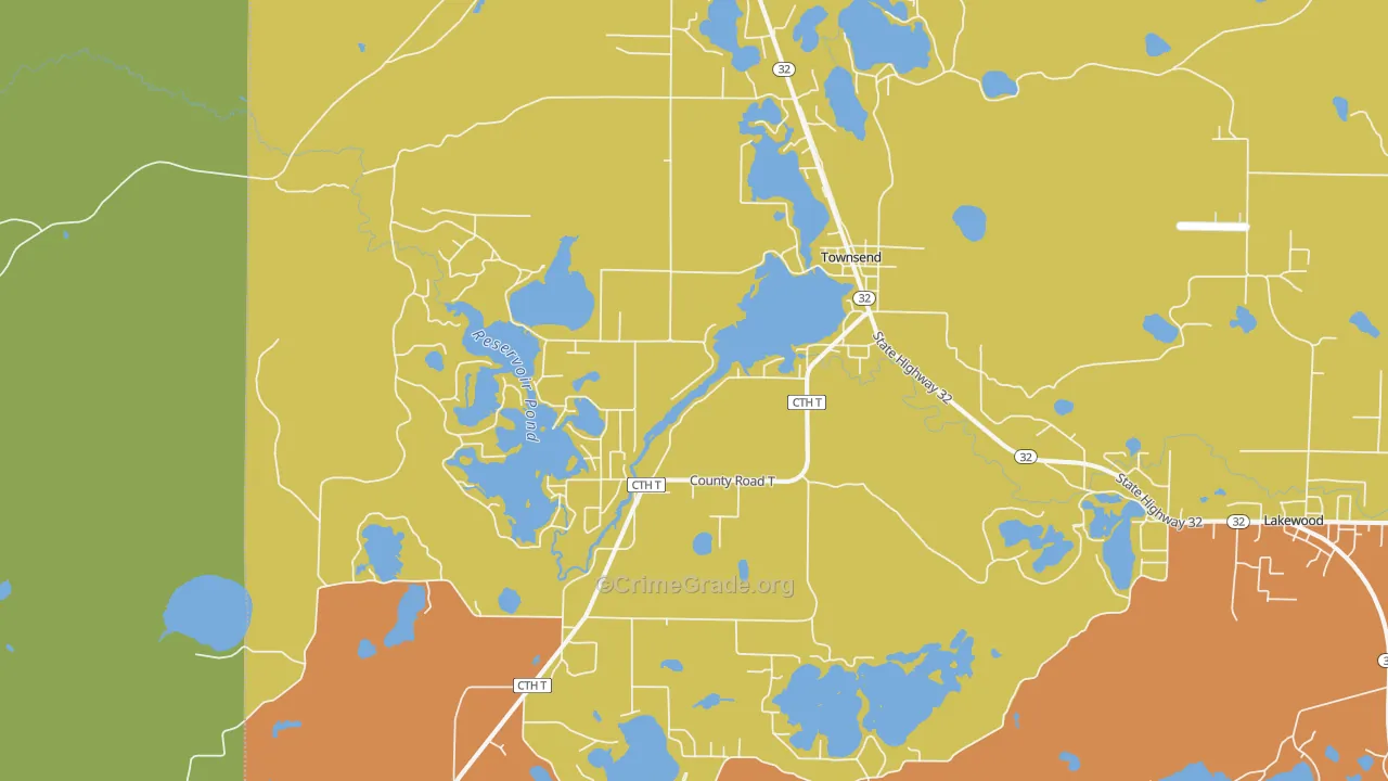 54175, WI Map of Drug-Related Crime Rates
